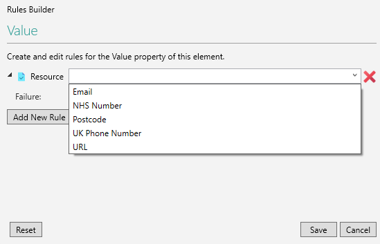 Picture showing the Rules Builder Resource Option. 